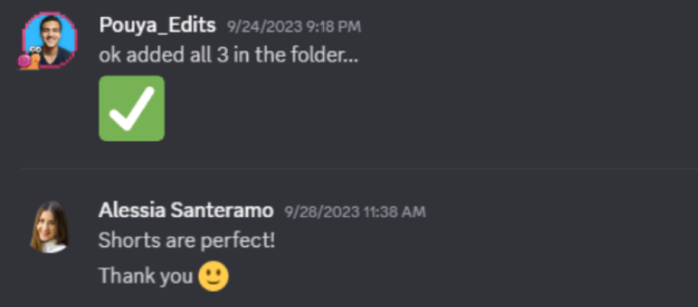 Alessia Santeramo: Shorts are perfect! Thank you