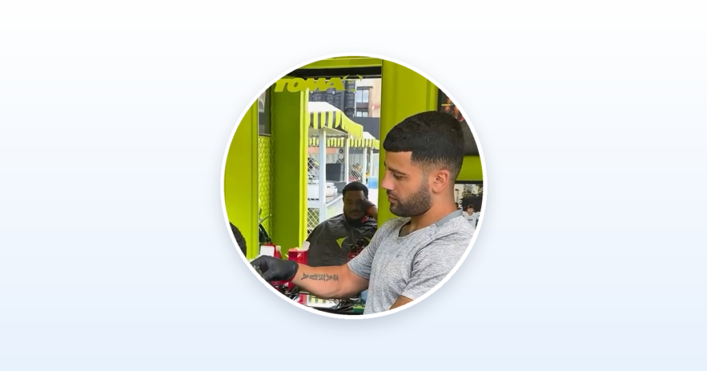 A Star cutting hair at the Nike-backed football event in London, a frame from the reel